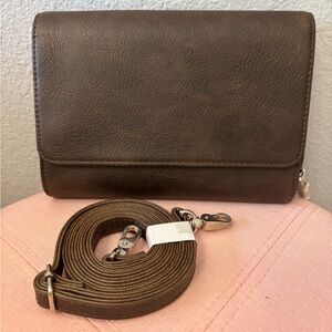 Thirty-One Brown Crossbody Bag with Detachable Strap